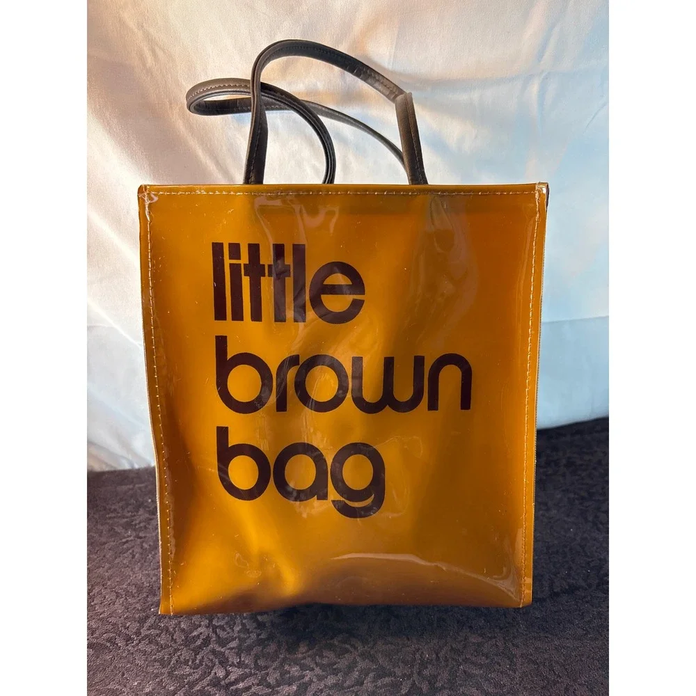Bloomingdales Little Brown Bag Small PVC Tote Iconic Shopping Bag Brown